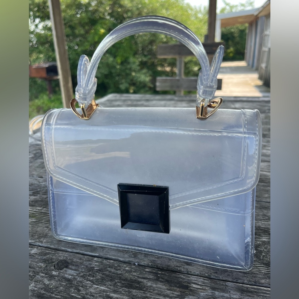CROSSBODY Transparent Handbag with Black Accent, cute handbag!